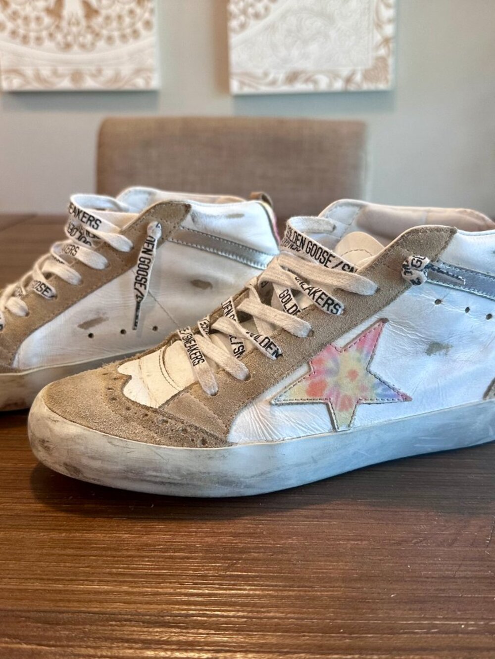 Golden Goose Francy High Top Sneakers White Leather Tan Suede Size 36/6 - Picture 13 of 16
